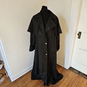 Inter-Moden Black Brocade Goth Mens Trenchcoat XXL